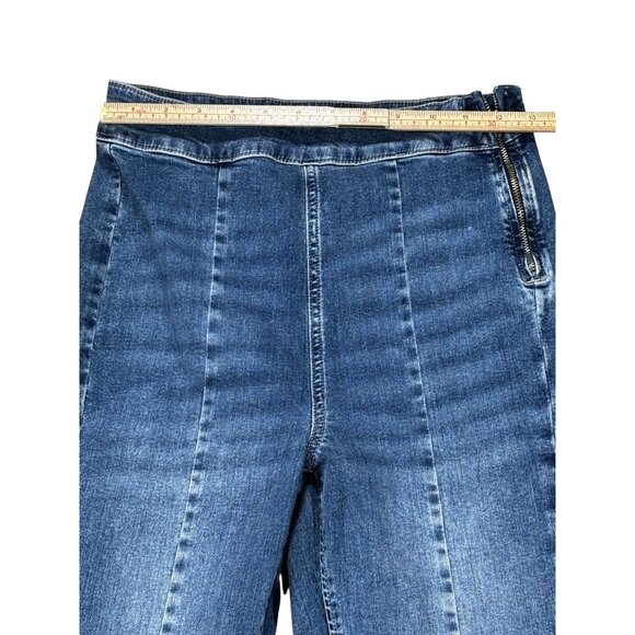 Forever 21 Womens High-Waisted Flared Blue Denim Jeans With Side Zipper - Picture 6 of 8